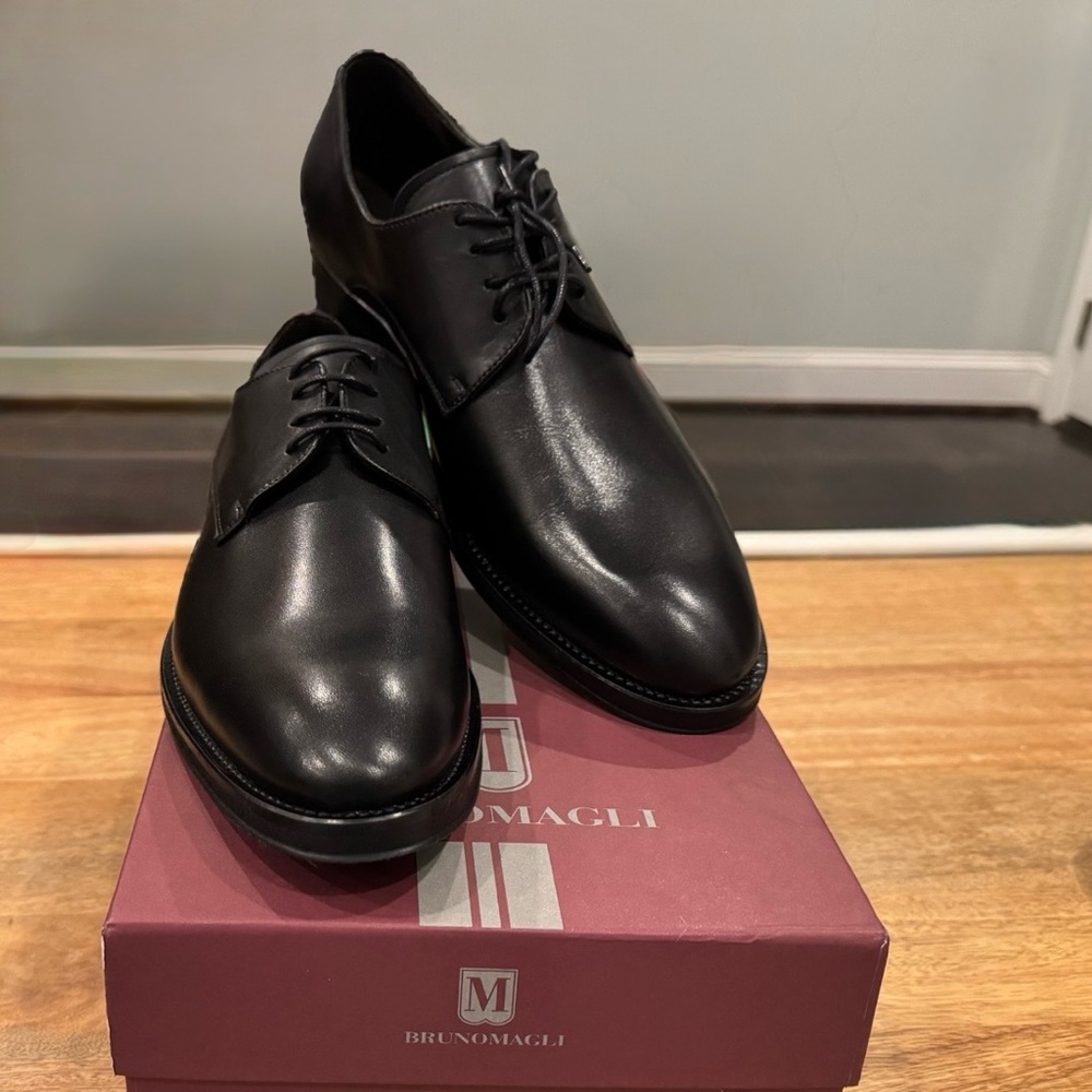 Bruno Magli Men Cilo Derby Oxford Dress Shoes Size US 9.5M Black Leather
